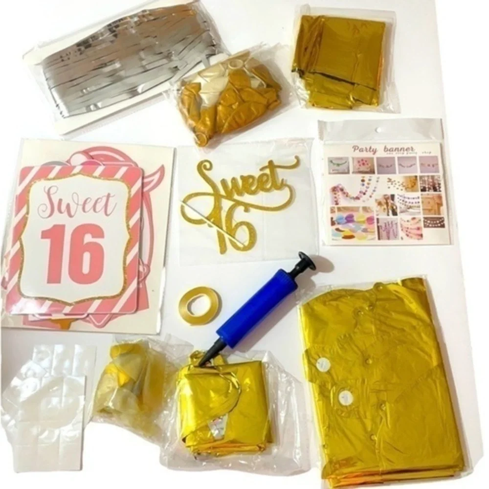 Happy Birthday Sweet 16 Banner decoration set